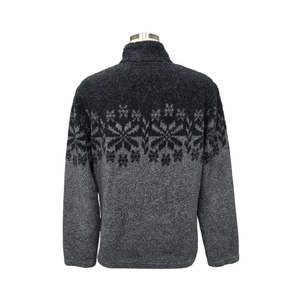 Roots Canada Womens Fleece Jacket Grey Ombre‎ Snowflake Fair Isle Full Zip Large - Picture 2 of 7